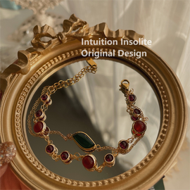 Christmas Elegance: Garnet & Red Agate Layered Bracelet