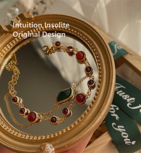 Christmas Elegance: Garnet & Red Agate Layered Bracelet