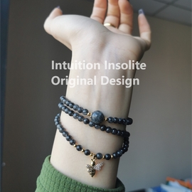 Triple Strand Black Tourmaline Crystal Designed Bracelet