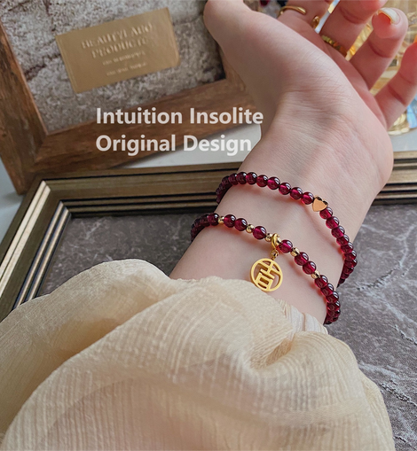 Double Circle Garnet: The Women's Stone Bracelet