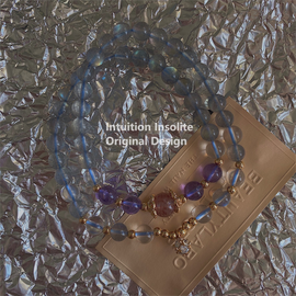 Celestial Harmony Bracelet with Bubble Grey, Grey Moonstone, Amethyst, Clear Quartz, and Strawberry Quartz