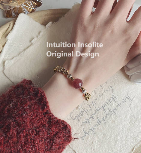 Chubby Strawberry Adjustable Bracelet with Woven Strap