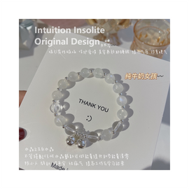 Milkmaid Charm Crystal Designed Bracelet with Moonstone and Clear Quartz
