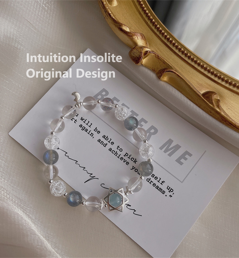Star and Moon Custom 925 Silver Crystal Designed Bracelet