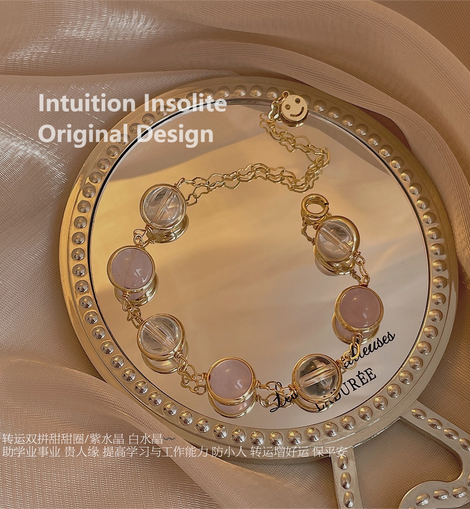Taro Bubble Clarity Bracelet with Lavender Amethyst and Clear Quartz