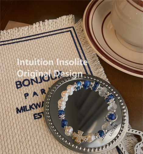 Lapis Lazuli, Gray Moonstone & Pearl Harmony Bracelet