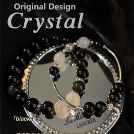 Starlit Moonlight Couple's Obsidian & Moonstone Bracelet