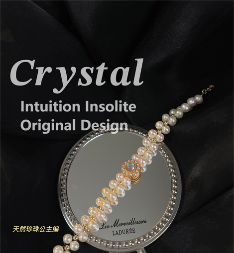 Natural White Mother-of-Pearl Crescent Crystal Designed Bracelet