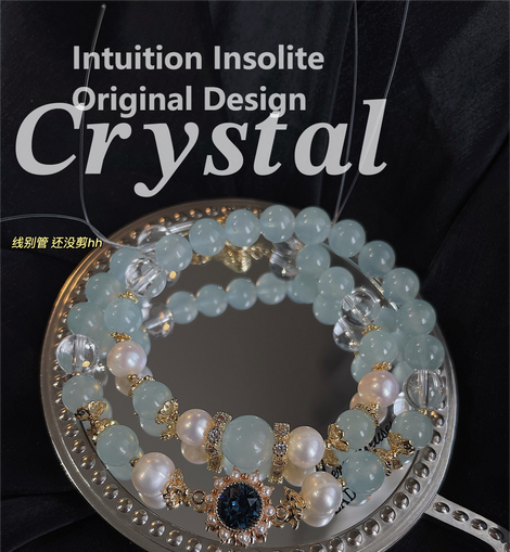 Blue Ocean Star Bracelet with Aquamarine, White Crystal, and Pearls