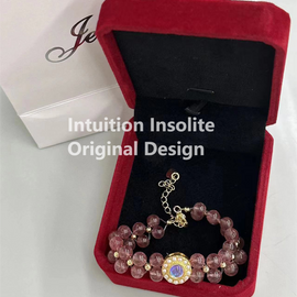 Love Luck Strawberry Quartz Princess Crystal Designed Bracelet