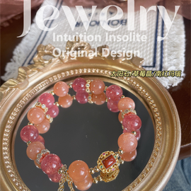 Sunstone & Strawberry Quartz Crystal Bracelet Collection