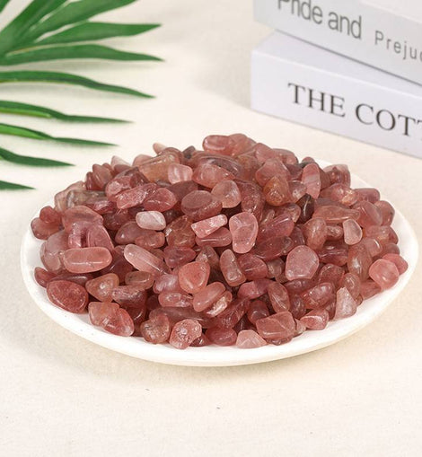 Strawberry Quartz Raw Gravel Decorative Crystal Stone