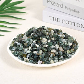 Moss Agate Raw Gravel Decorative Crystal Stone
