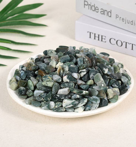Moss Agate Raw Gravel Decorative Crystal Stone