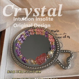 Fortune Guardian Bracelet with Strawberry Quartz, Amethyst, and Gray Moonstone