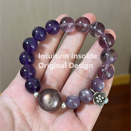Lithium Mica, Amethyst, and 925 Silver Crystal Bracelet
