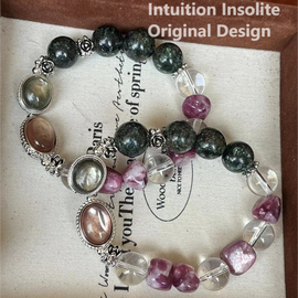 Green Dragon Quartz and Purple Amethyst Crystal Designed Bracelet