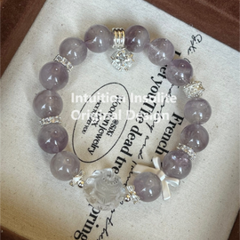 Purple Rabbit Hair Quartz and Clear Quartz Designed Bracelet