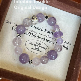 Amethyst and Wrapped Rose Quartz Crystal Designed Bracelet