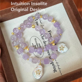 Lavender Amethyst and Baroque Pearl Crystal Designed Bracelet
