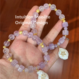 Lavender Amethyst and Baroque Pearl Crystal Designed Bracelet