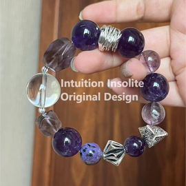 Purple Dragon Quartz, 18mm Clear Quartz, and 16-17mm Amethyst Crystal Bracelet