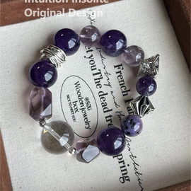 Purple Dragon Quartz, 18mm Clear Quartz, and 16-17mm Amethyst Crystal Bracelet