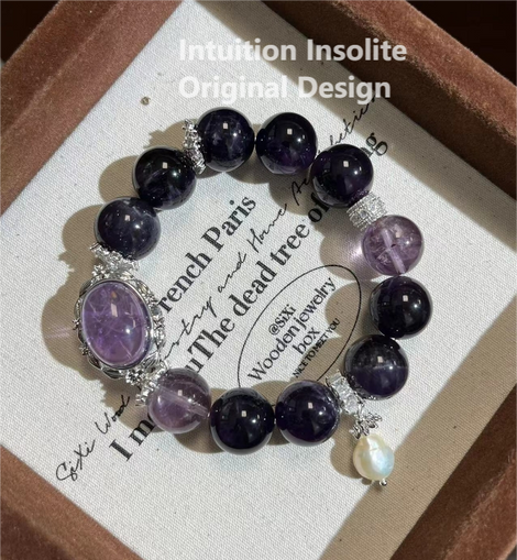 Amethyst and Pearl Crystal Designed Bracelet