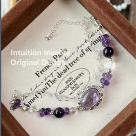 Amethyst Faux Two-Piece Crystal Bracelet