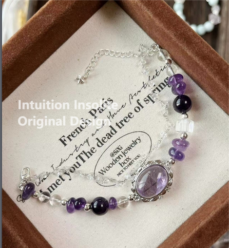 Amethyst Faux Two-Piece Crystal Bracelet