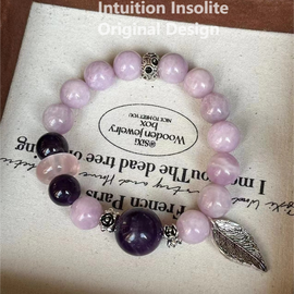 Lithium Quartz, Amethyst, and Rose Quartz Crystal Bracelet