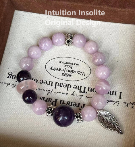 Lithium Quartz, Amethyst, and Rose Quartz Crystal Bracelet