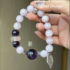 Lithium Quartz, Amethyst, and Rose Quartz Crystal Bracelet