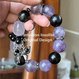 Lavender Amethyst, Silver Shimmer, and Butterfly Crystal Designed Bracelet