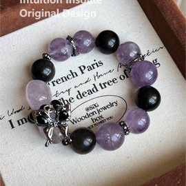 Lavender Amethyst, Silver Shimmer, and Butterfly Crystal Designed Bracelet