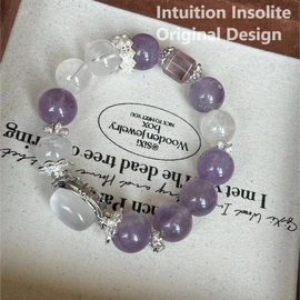 Snowflake Phantom Quartz and Lavender Amethyst Crystal Designed Bracelet