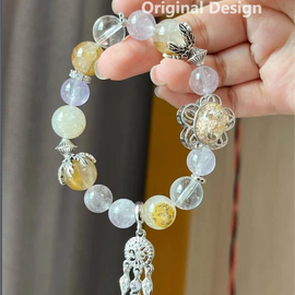 Lavender Amethyst and Little Tree Resin Flower Crystal Bracelet