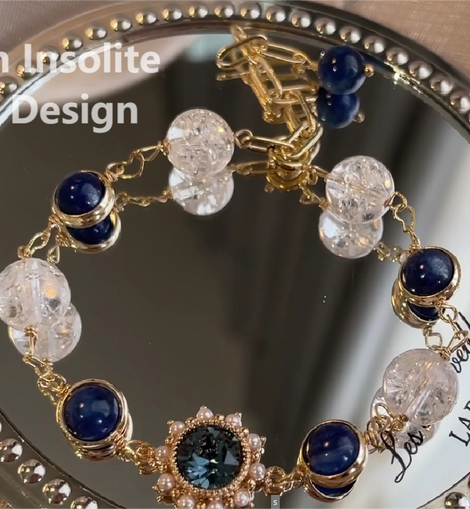Ice Queen Ocean Heart Bracelet with Moonstone and White Crystal