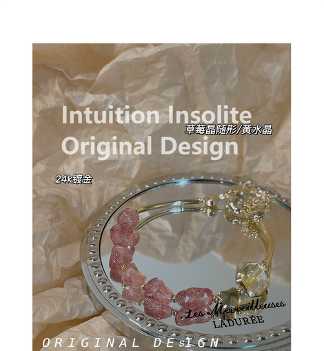 Strawberry Quartz and Yellow Quartz Crystal Designed Bracelet