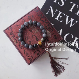 Black Tourmaline & Blue Tiger's Eye Crystal Bracelet