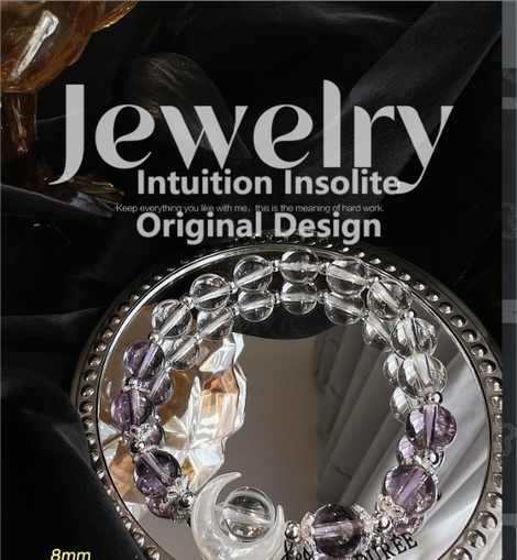 Lunar Wisdom Bracelet with Amethyst and Clear Quartz