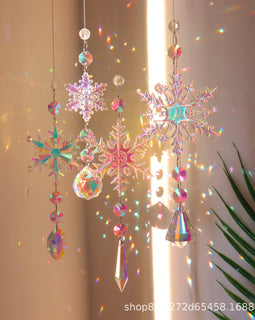 Sunlight Catcher Crystal Wind Chime Christmas Snowflake Ornament