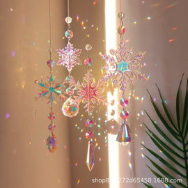 Sunlight Catcher Crystal Wind Chime Christmas Snowflake Ornament