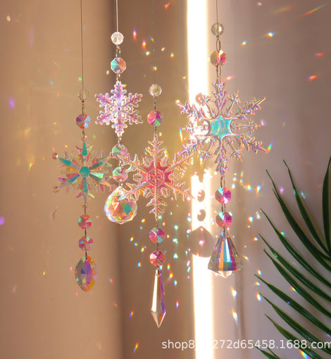 Sunlight Catcher Crystal Wind Chime Christmas Snowflake Ornament