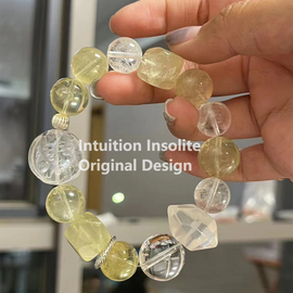 Lemon Quartz, Milky Quartz, and White Quartz Crystal Designed Bracelet