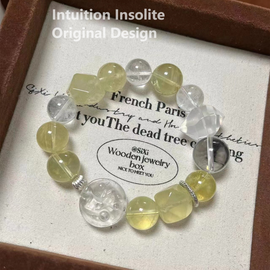 Lemon Quartz, Milky Quartz, and White Quartz Crystal Designed Bracelet