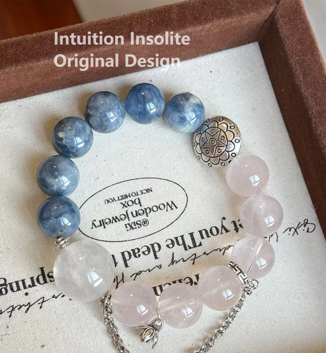 Lapis Lazuli, Rose Quartz, and 18mm White Rabbit Fur Bead Crystal Design Bracelet