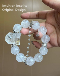 16mm Brushed White Rabbit Hair Crystal Designed Bracelet