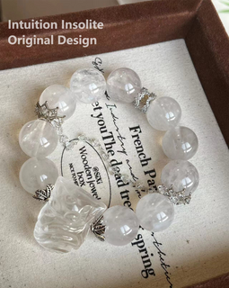 16mm Brushed White Rabbit Hair Crystal Designed Bracelet