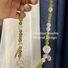 Xiuyan Jade and Rose Quartz Crystal Designed Bracelet